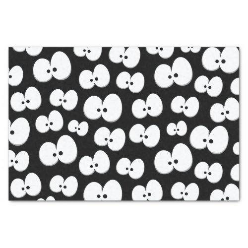 Cute Black  White Spooky Eyes Pattern Halloween Tissue Paper