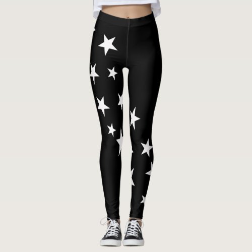 Cute Black White Stars Leggings
