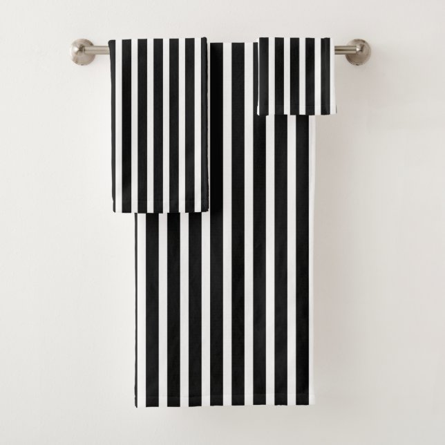 cute black white stripe pattern bath towel set (Insitu)
