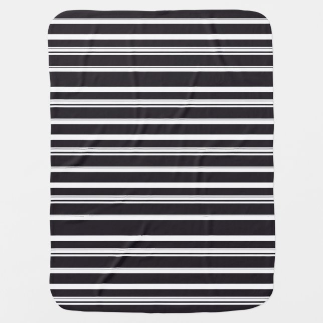 Cute black white stripes baby blanket (Front)