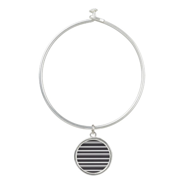 Cute black white stripes bangle bracelet (Front)