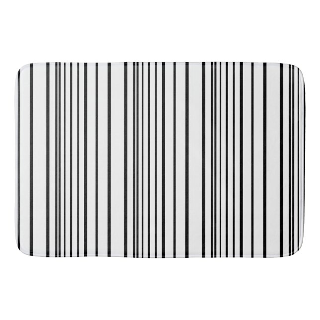 Cute black white stripes bath mat (Front)