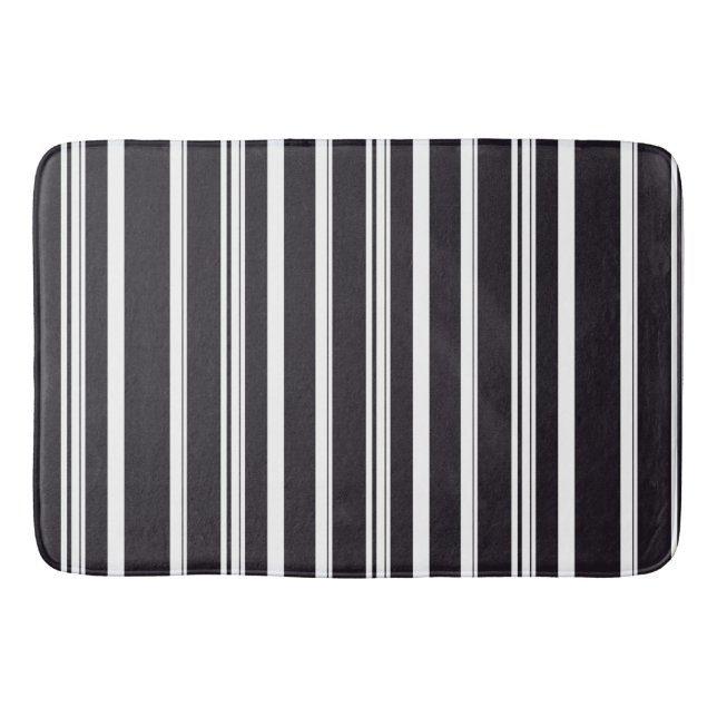 Cute black white stripes bath mat (Front)