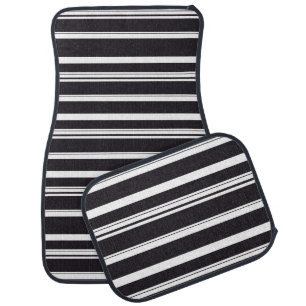 Cute black white stripes car floor mat