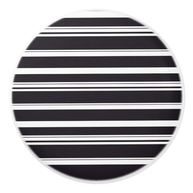 Cute black white stripes ceramic knob (Front)