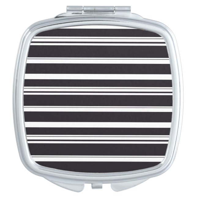 Cute black white stripes compact mirror (Front)