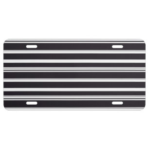 Cute black white stripes license plate