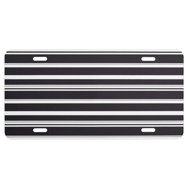 Cute black white stripes license plate (Front)
