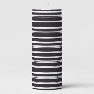 Cute black white stripes pillar candle