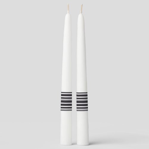 Cute black white stripes taper candle