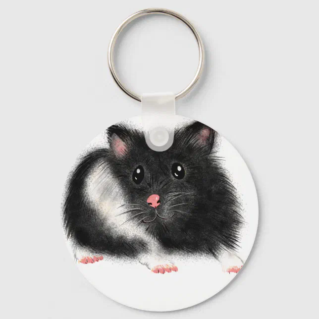 Sociale wetenschappen eiland Persoonlijk Cute Black white Syrian hamster gifts accessories Keychain | Zazzle