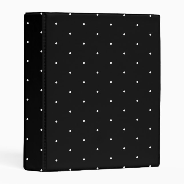Cute black white tiny polka dot pattern elegant mini binder (Front/Spine)
