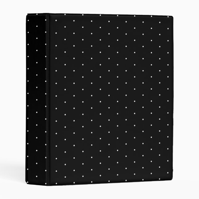 Cute black white tiny polka dot pattern stylish mini binder (Front/Spine)