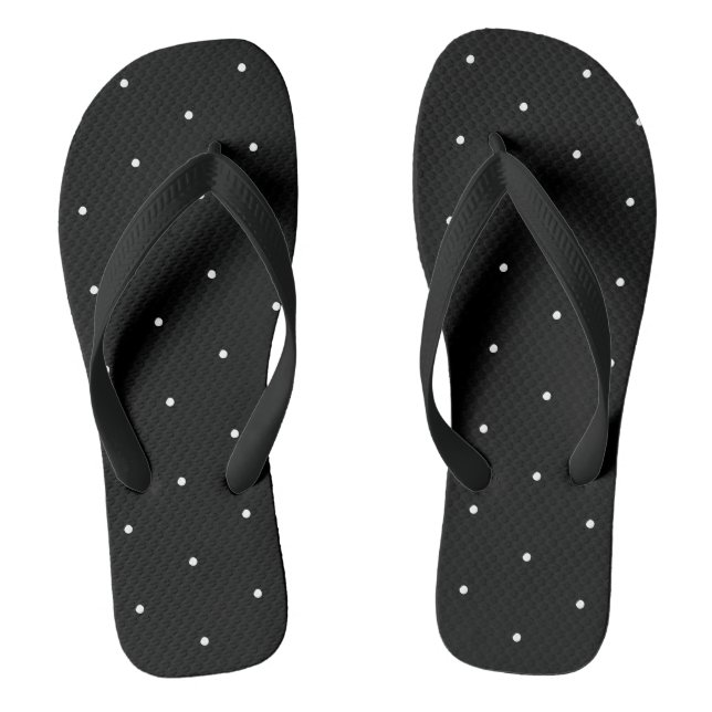 Cute black white tiny polka dots elegant chic flip flops (Footbed)