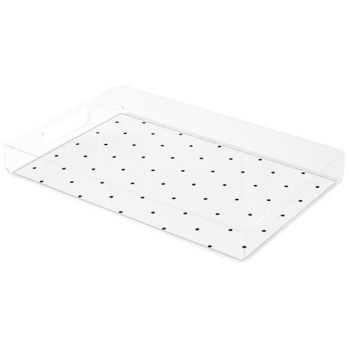 Cute Black white tiny polka dots elegant pattern  Acrylic Tray