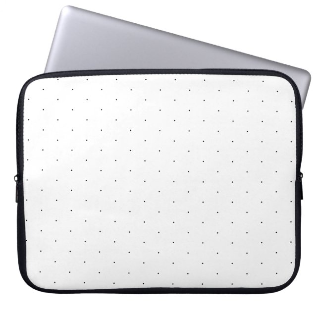 Cute Black white tiny polka dots elegant pattern Laptop Sleeve (Front)