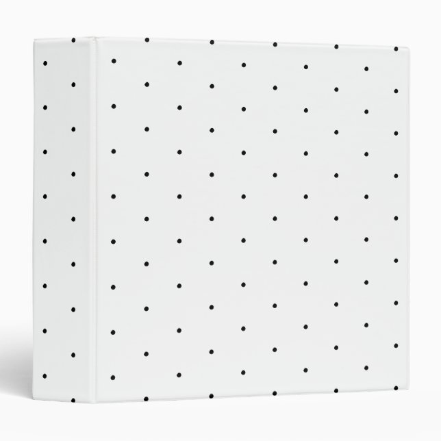 Cute Black white tiny polka dots pattern elegant 3 Ring Binder (Front/Spine)