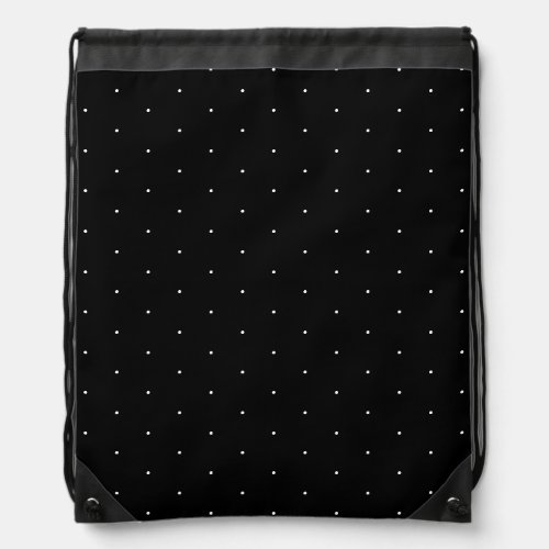 Cute Black white tiny polka dots pattern elegant Drawstring Bag