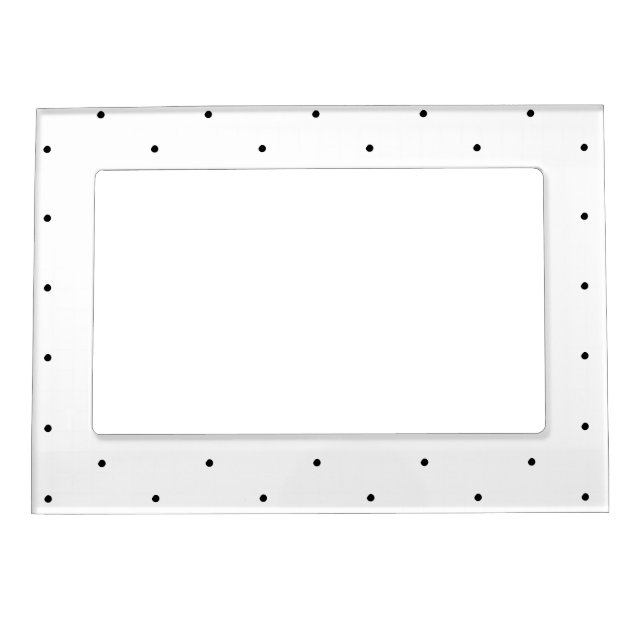Cute Black white tiny polka dots pattern elegant Magnetic Frame (Front)