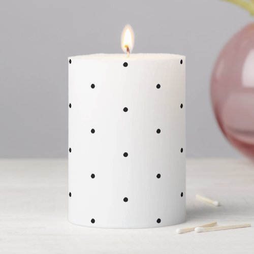 Cute Black white tiny polka dots pattern elegant Pillar Candle