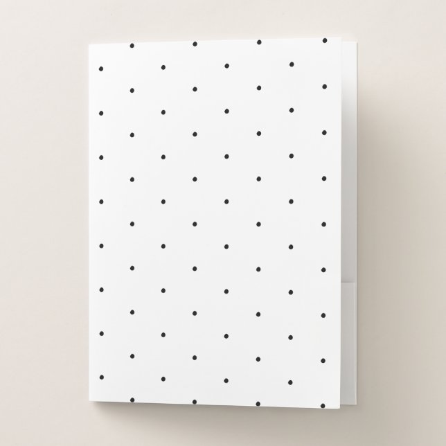 Cute Black white tiny polka dots pattern elegant Pocket Folder (Front)