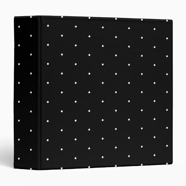 Cute Black white tiny polka dots pattern stylish 3 Ring Binder (Front/Spine)