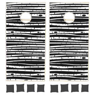 Cute black white tree pattern cornhole set