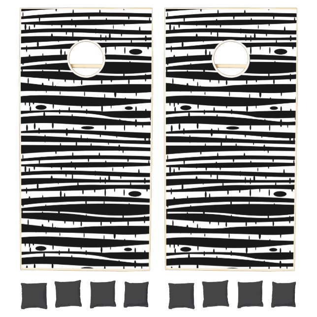 Cute black white tree pattern cornhole set (Set)