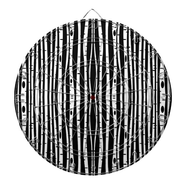 Cute black white tree pattern dart board (Front)