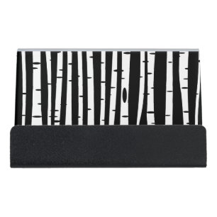 Cute black white tree pattern desk business card holder