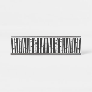 Cute black white tree pattern desk name plate