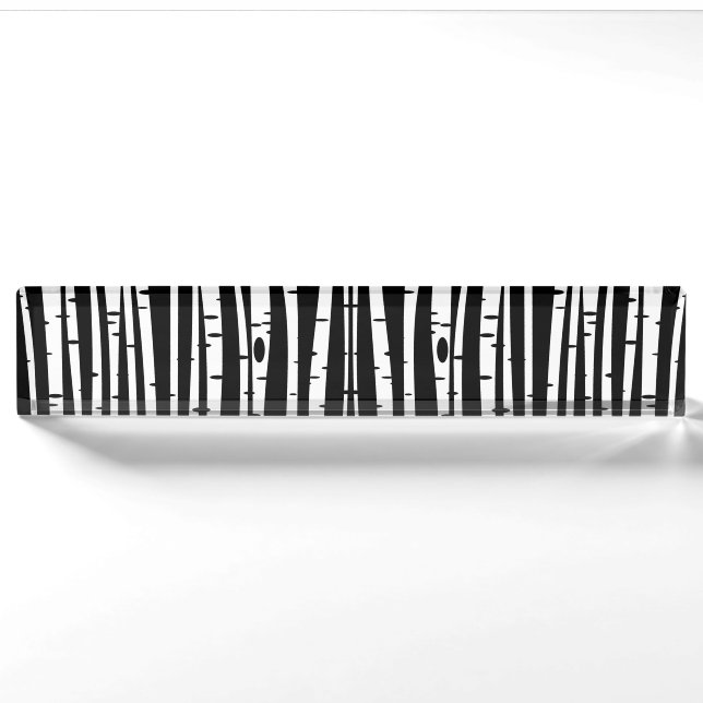 Cute black white tree pattern desk name plate (Front)