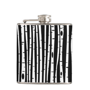 Cute black white tree pattern flask