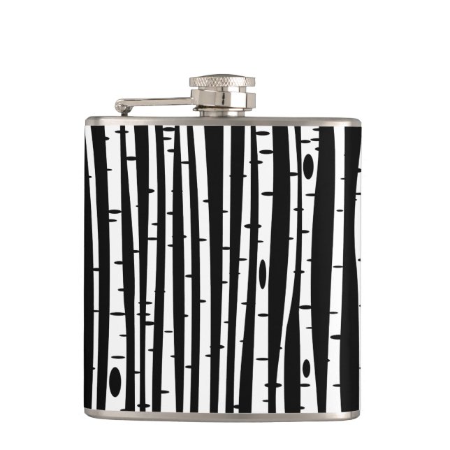 Cute black white tree pattern flask (Front)