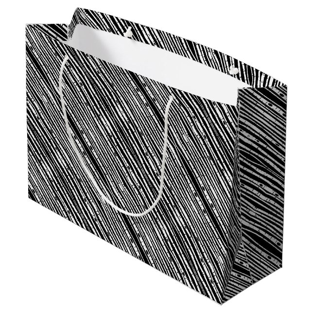 Cute black white tree pattern large gift bag (Back Angled)