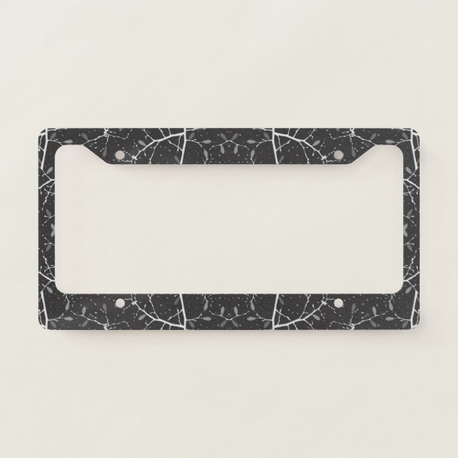 Cute black white tree pattern license plate frame (Front)