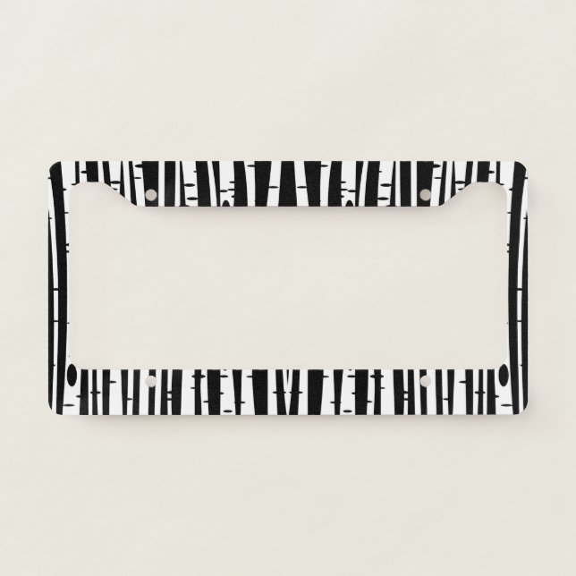 Cute black white tree pattern license plate frame (Front)