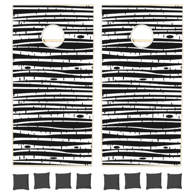 Cute black white tree pattern mouse pad drum stick cornhole set (Set)