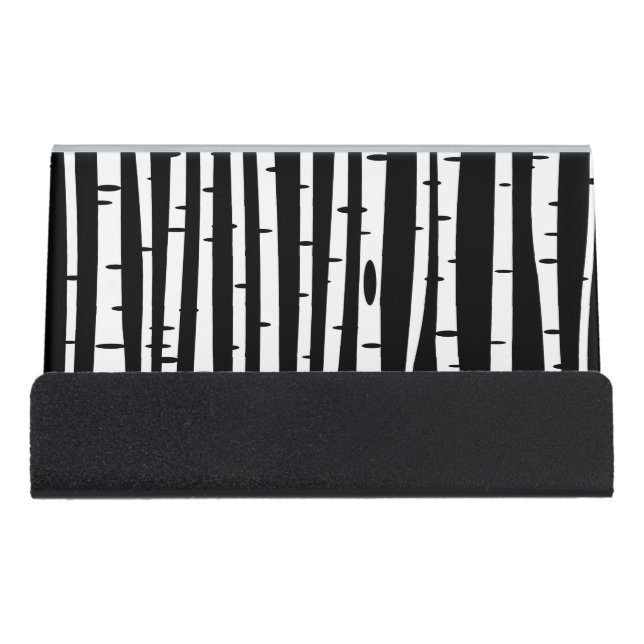 Cute black white tree pattern mouse pad drum stick desk business card holder (Front)