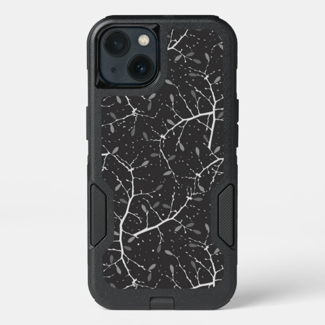 Cute black white tree pattern otterbox iPhone case (Back)