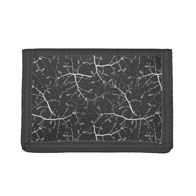 Cute black white tree pattern tri-fold wallet (Front)
