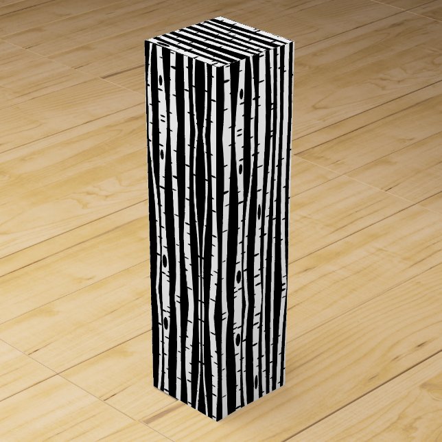 Cute black white tree pattern wine box (Front)