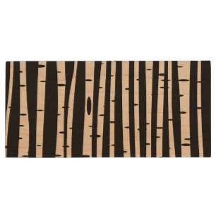 Cute black white tree pattern wood flash drive
