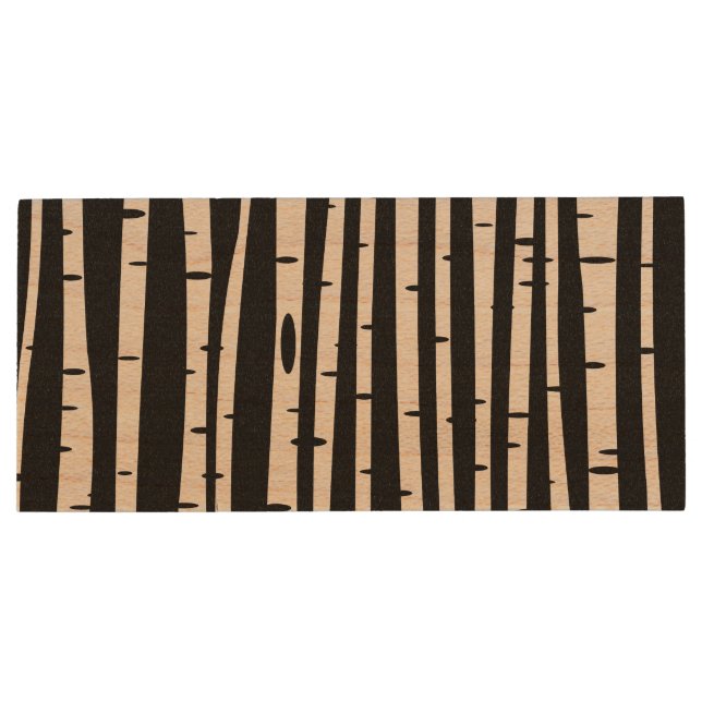Cute black white tree pattern wood flash drive (Back)