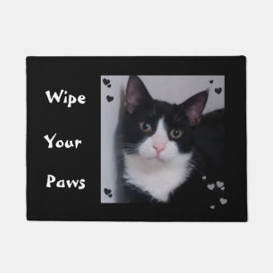 Cute Black White Tux Cat - Wipe Your Paws Door Mat