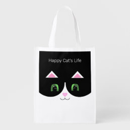 Cute Black &amp; White Tuxedo Cat Grocery Bag