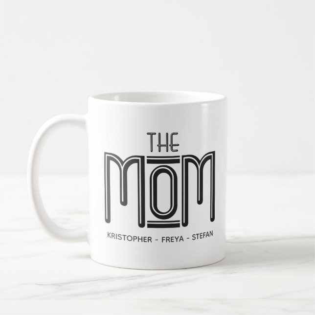 Cute Black White Type Personalized Mom Mug (Left)
