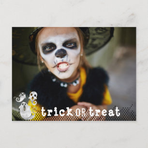 Cute Black & White Watercolor Ghosts Halloween Announcement Postcard