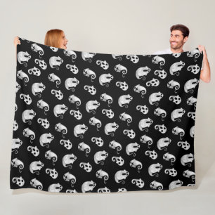 Cute Black & White Watercolor Ghosts Halloween Fleece Blanket