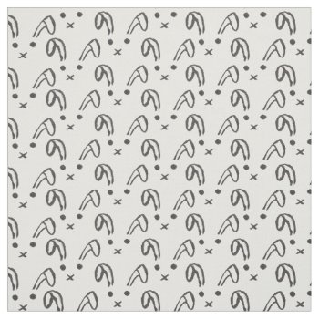 Cute Black White Watercolor Hand Drawn Bunny Fabric by pink_water at Zazzle